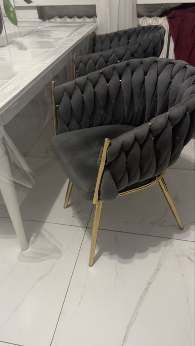 4Rico krzesło QS-GW06G aksamit szare 6 szt.