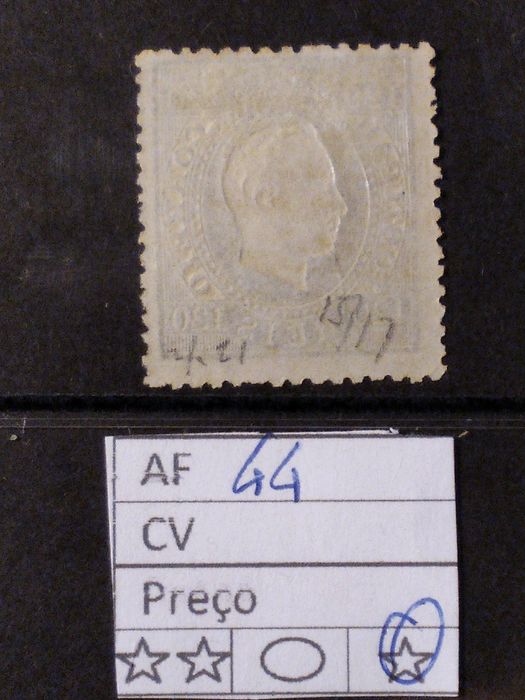 1866/67 Selo Da Série De D° Luís Fita Curva Não Dentado MLH Sem Goma