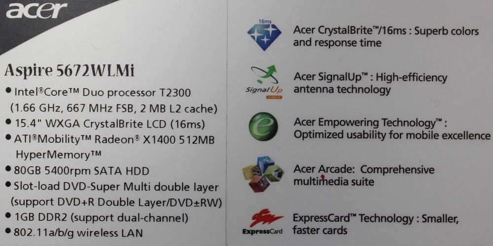 Ноутбук ACER Aspire 5672 WLMi