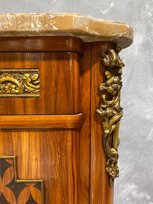 Francuska komoda formir intarsja marmurowy blat