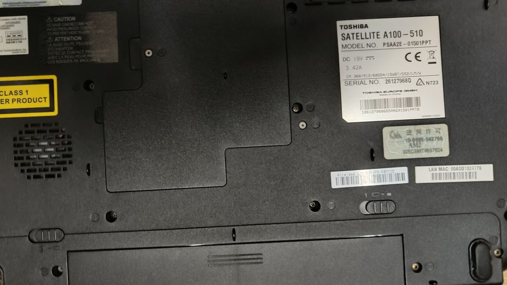 Portátil Toshiba A100-510