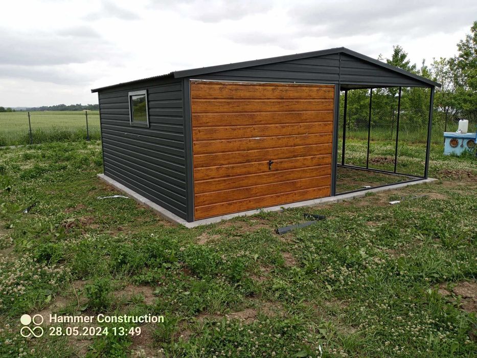 Garaż blaszany, wiata Wzmocniony PROFILAMI Producent SZYBKA REALIZACJA