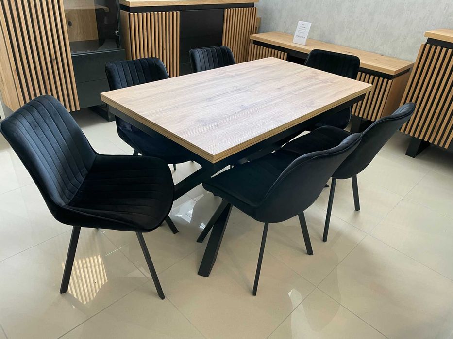 (64S) Stół loft na pająku rozkładany + 6 krzeseł, 2499 zł NOWE