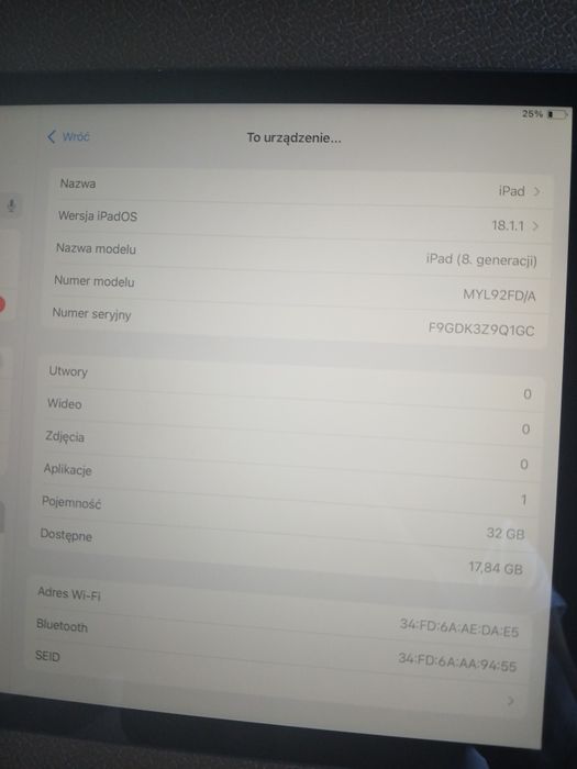 Tablet Apple iPad 8th Gen 10,2" 3 GB / 32 GB WIFI szary space grey