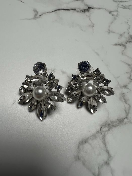 Сережки з перлинами та кристалами