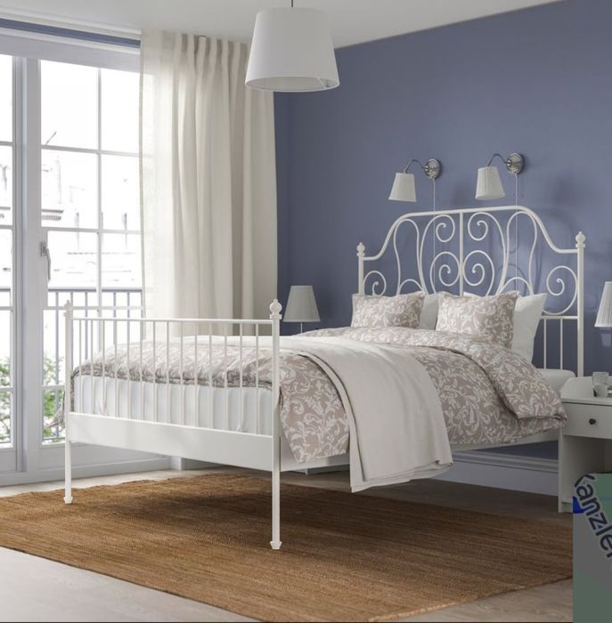 Łóżko metalowe  LEIRVIK  140x 200 z materacem