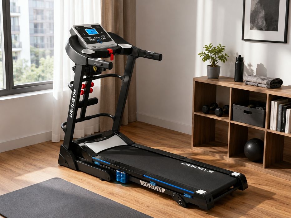 Bieżnia elektryczna 
Bieżnia elektryczna UrboGym V650M 16 km/h + hantle i masażer:
Bieżnia elektryczna UrboGym V650M 16 km/h + hantle i masażer