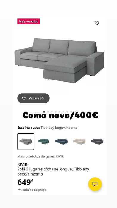 Sofa cinzento ikea