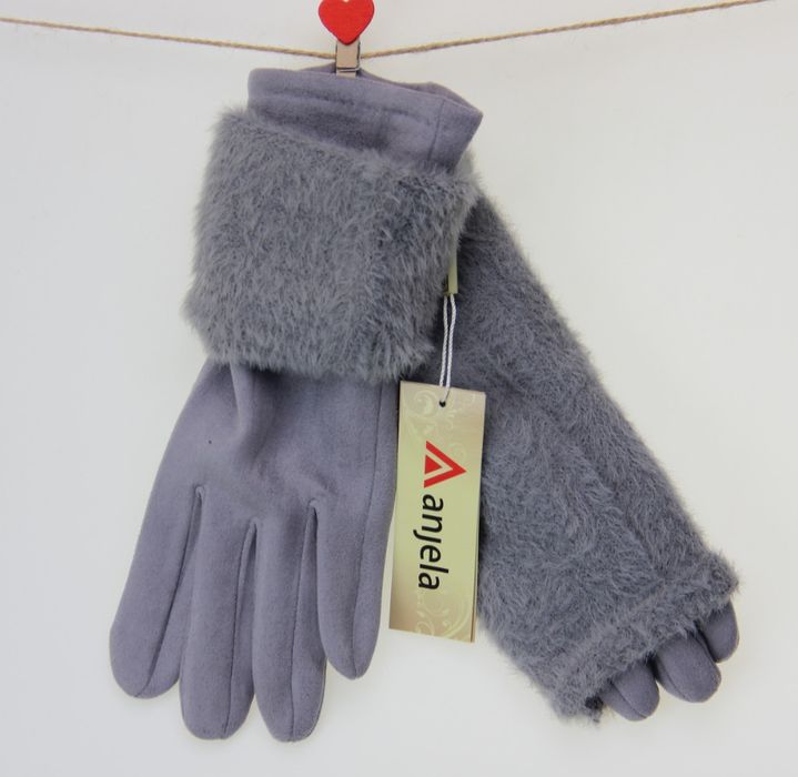 Рукавички, рукавиці жіночі сенсорні 2в1 велюрові з накидним верхом S-M