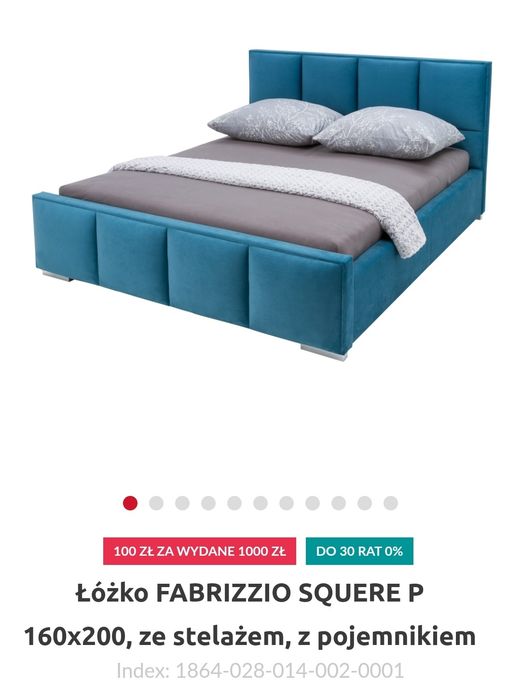 Łóżko tapicerowane  FABRIZZIO SQUERE P 160x200, Stan bardzo dobry