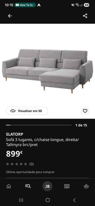 Sofa com chaise longue Slatorp 3 lugares