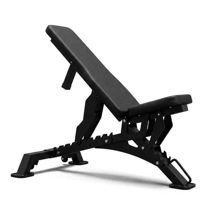 Ławka treningowa regulowana solidna heavy duty płaska skośna czarna