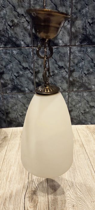 Szklana lampa wisząca vintage, grube szkło, 32 cm
