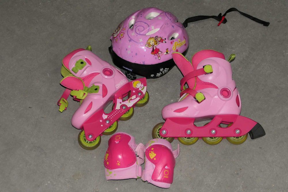 Patins em linha + Capacete + Joalheiras