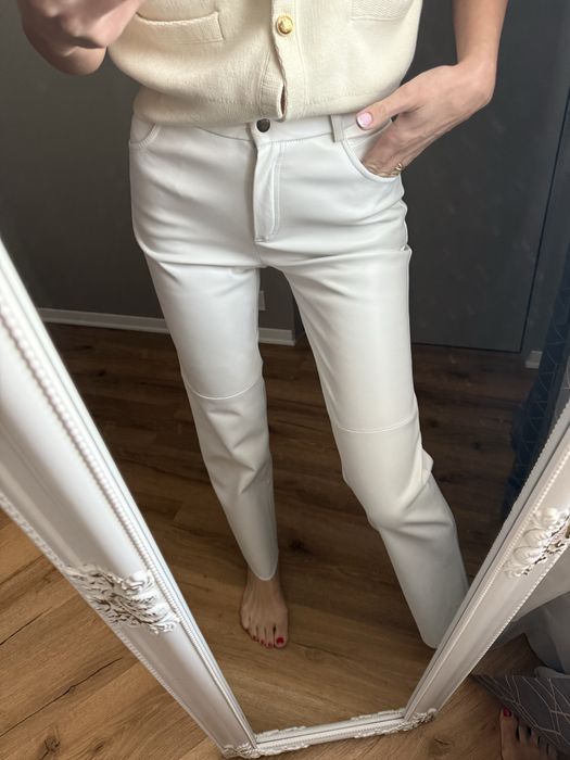 Білі шкіряни штани your own collection S
