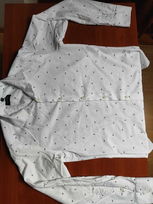 Biała koszula w mikrowzór slim fit OLIVER