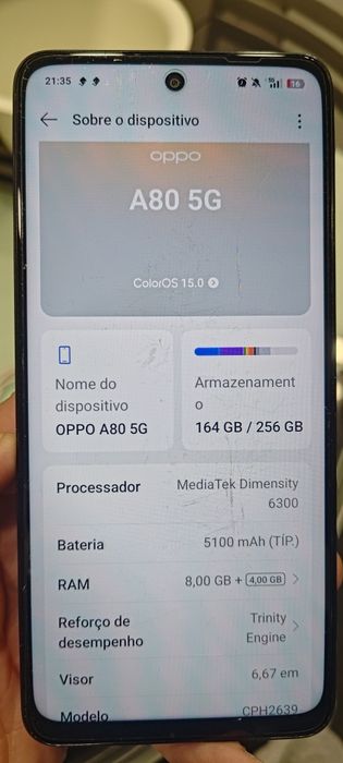 Telemóvel Oppo A80 256gb