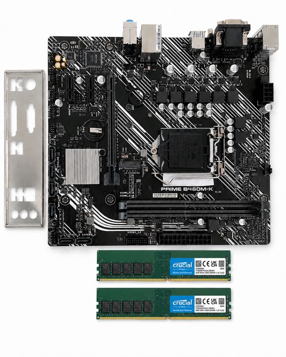 ASUS PRIME B460M-K + Crucial 16GB DDR4 2666 (2x8GB) Комплект Socket 1200