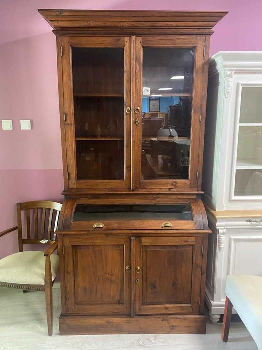 Piękny kredens drewniany tekowy z roletą lity teak kolonialny FV DOWÓZ