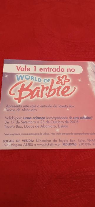 Bilhete World of Barbie, de 2005