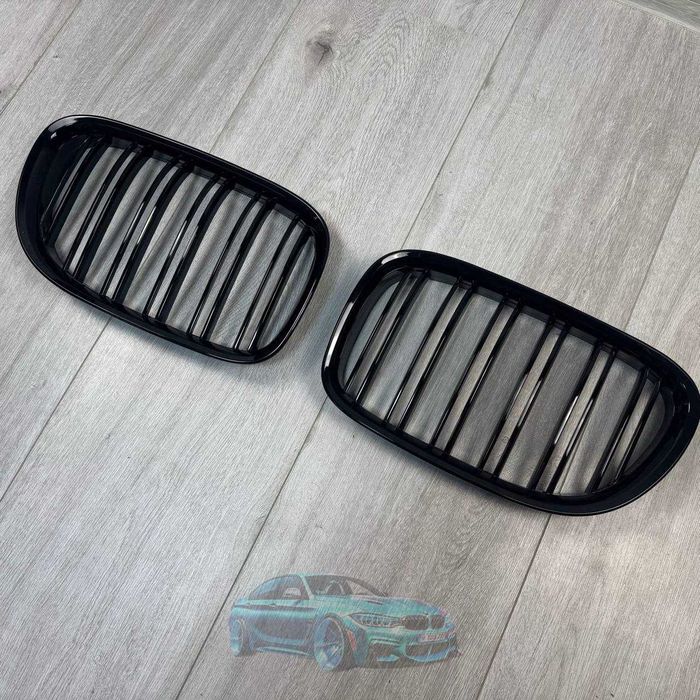 Решетка радиатора двойная BMW F01 F02 цвет черный глянец (комплект)