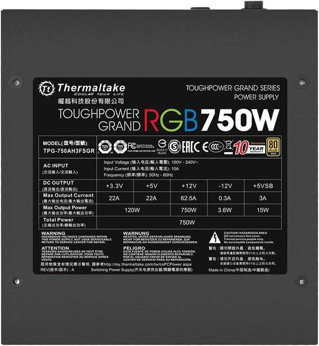 Fonte Thermaltake 750W Toughpower Grand RGB 80 Plus Gold Modular