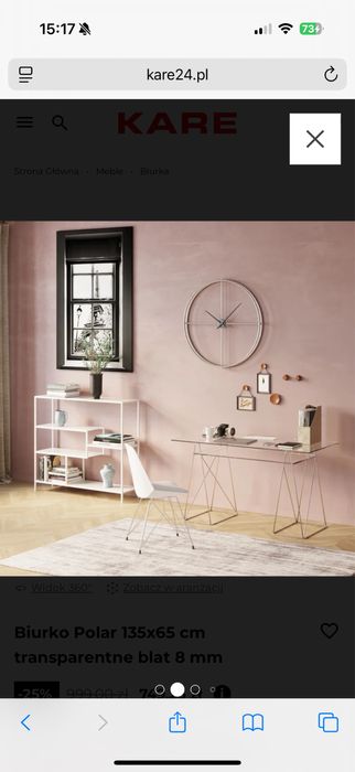 Biurko szklane transparentne srebrne metalowe