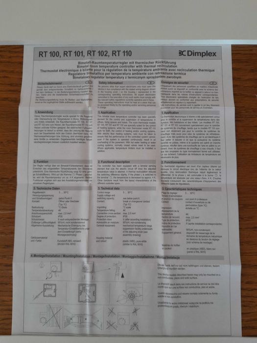 Regulator temperatury RT 100 Dimplex - termostat
