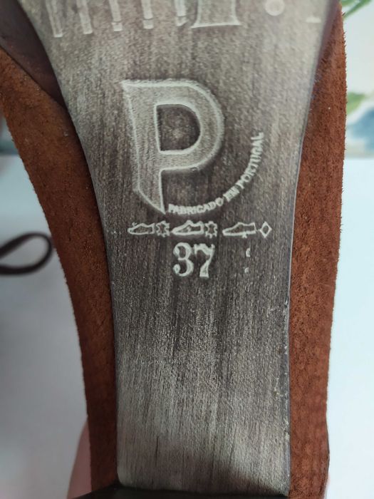 Sapatos salto alto compensados, couro/pele genuína, tam. 37