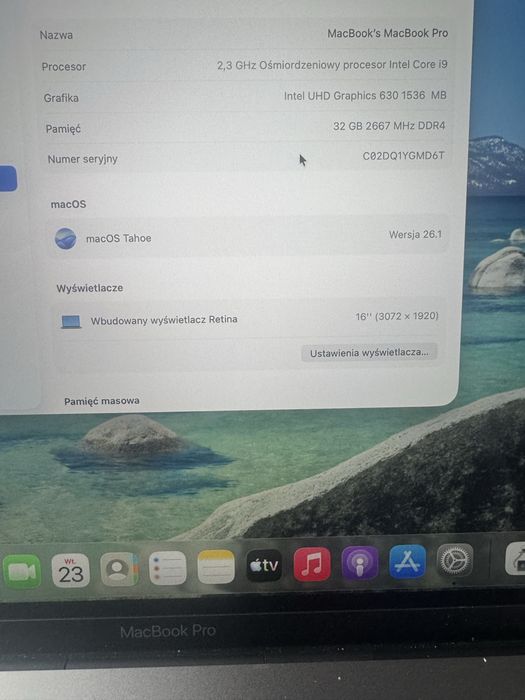 Apple MacBook Pro 16" A2141 i9 32GB RAM 1TB 5500M 8GB IDEALNY