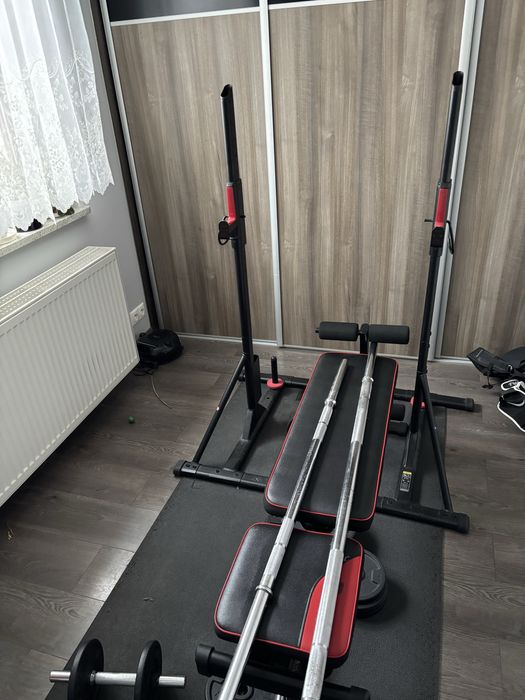 Zestaw do cwiczen ławka sztangi plus obciazenie