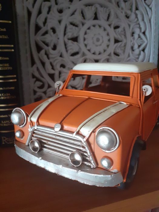 Mini Cooper 27 cm Vintage Coleção Carro em Metal