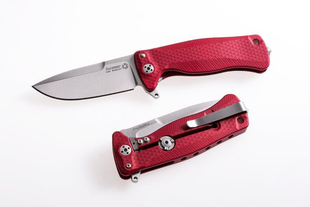 Nóż składany LionSteel SR22A Red Aluminum, Satin Sleipner by Molletta
