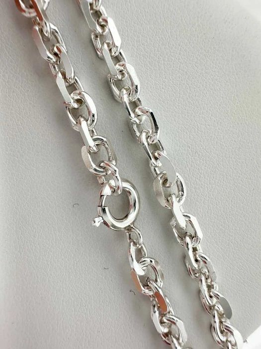 Piękny duży srebrny męski łańcuszek o splocie ankier 925