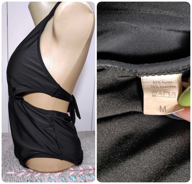 Купальник монокіні цільний чорний на зав’язках бюст В-С р.48-50