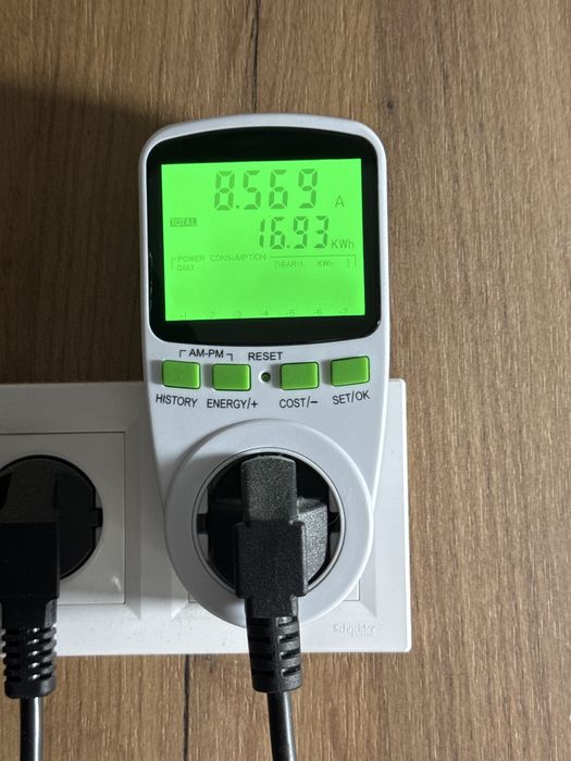 Цифровий ваттметр, енергометр, з дисплеєм. Axacam, 16А, 220В