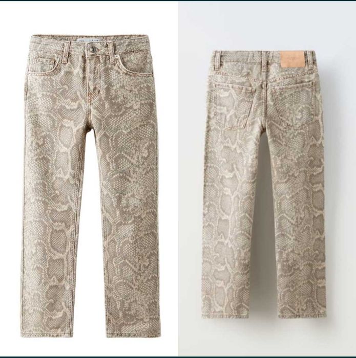 Джинси ZARA Зара 10 140 animals анімал тваринним зміїним леопард джинс