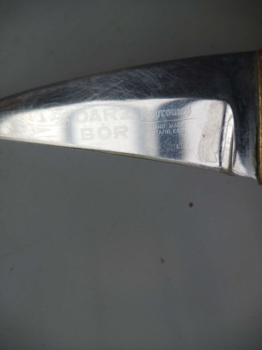 Nóż myśliwski polski Kopromed porządny mocny 22 cm mosiądz drewno