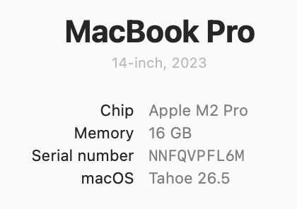 Macbook Pro M2 14 16GB 512GB US/ANSI