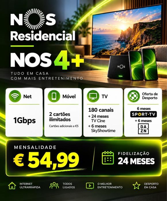 Serviço Telecomunicações Fibra Meo/Vodafone/Nos