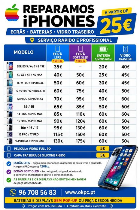 Ecrã do iPhone partido? Veja o preço