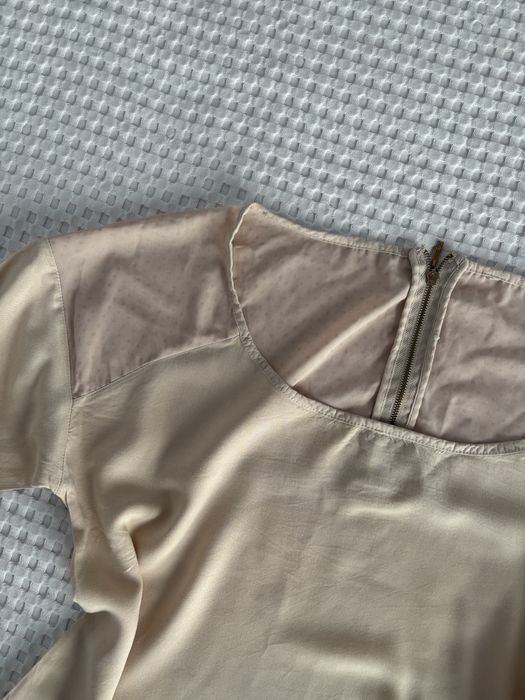 bluzka kremowa ecru rękaw 3/4 z suwakiem m 38