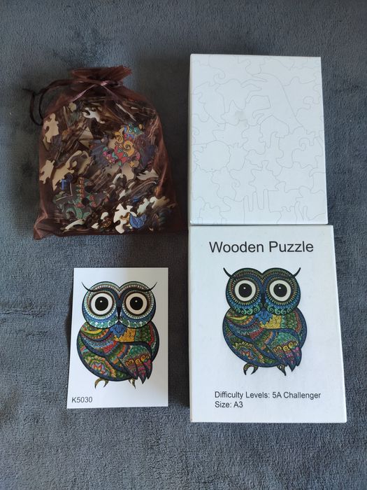 Drewniane puzzle SOWA A3  w kształcie zwierząt
