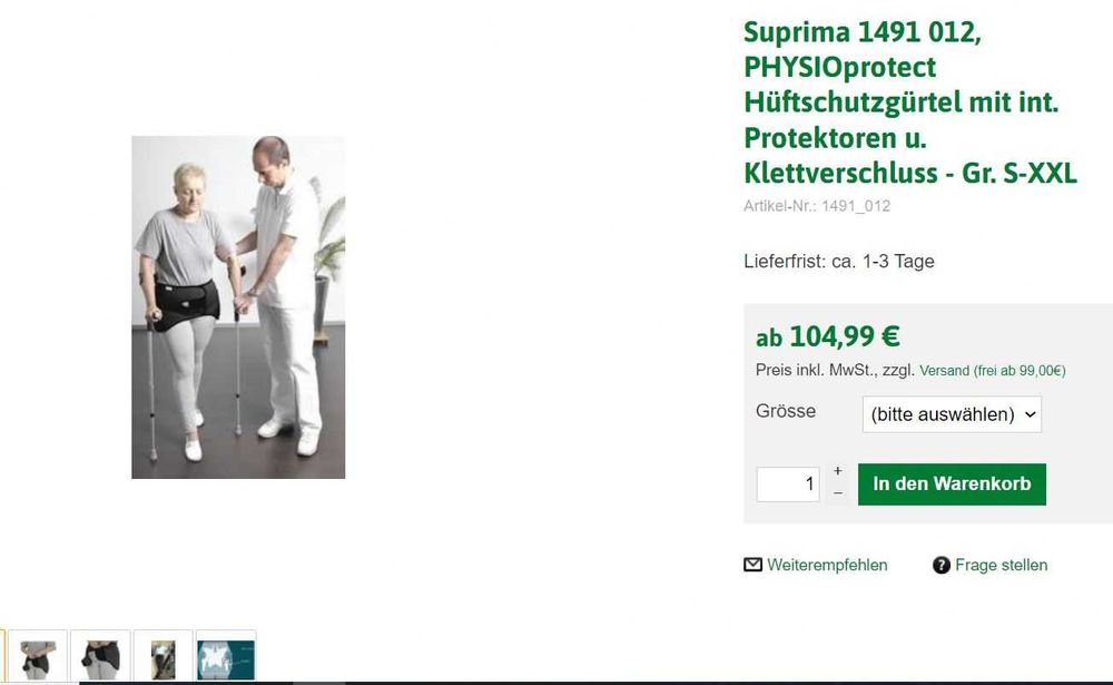 Suprima пояс для защиты бедер L размер  Германия