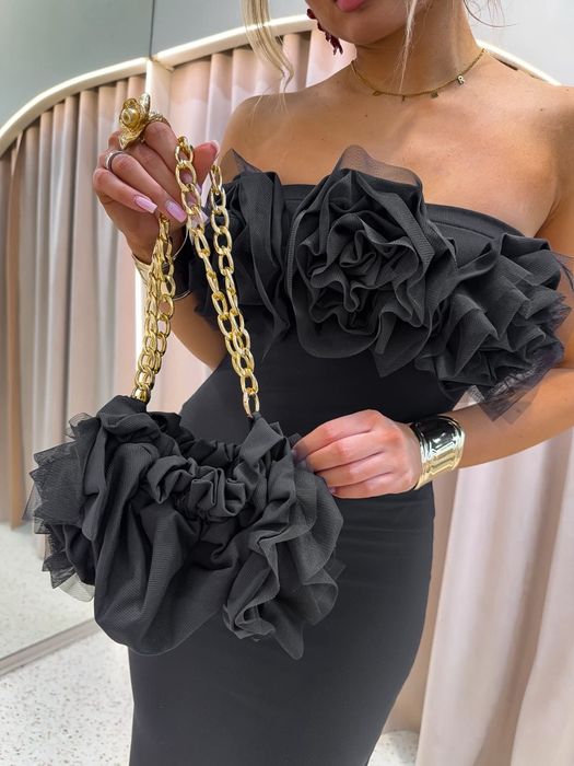 Sukienka  z różami i torebka w zestawie komunia czy wesele hit