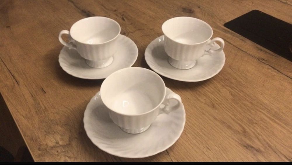 3 filiżanki ze spodkami ROYAL porcelana Schwabap