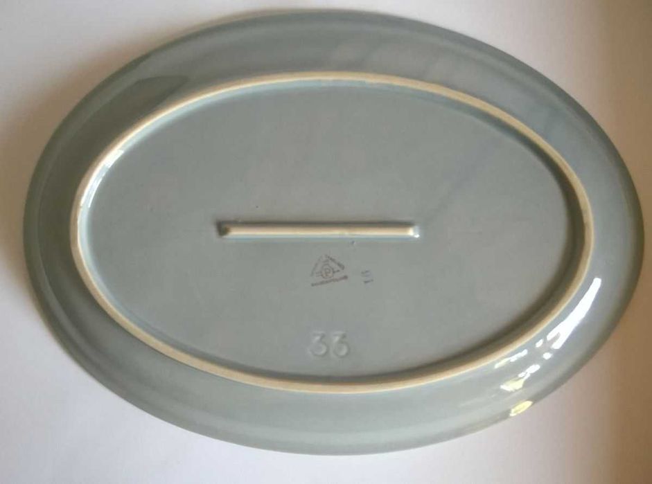 Duży półmisek owalny 33 cm szaroniebieski patera porcelit Pruszków