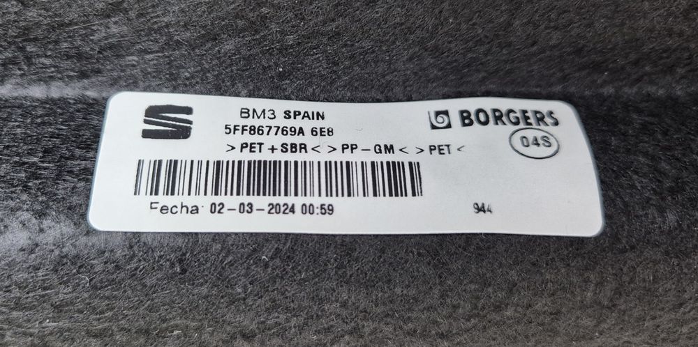 Półka bagażnika Cupra 5FF867769A 6E8