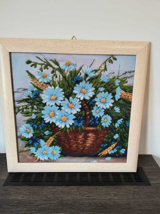 Obrazek haftowany koralikami, ręczna robota