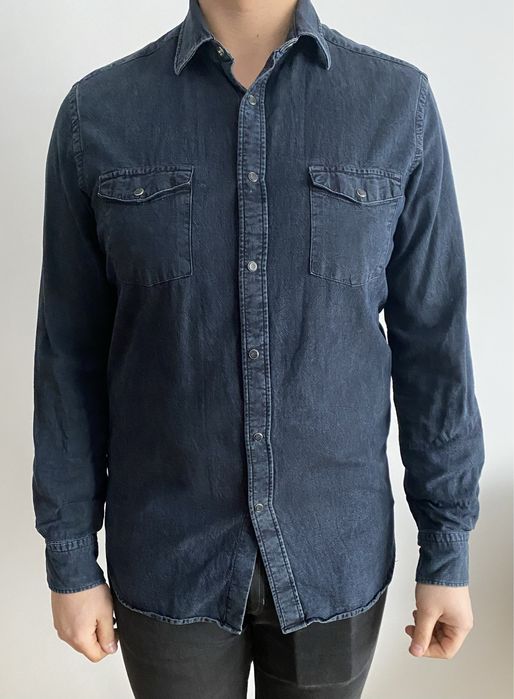 Koszula jeans massimo dutti L granatowa